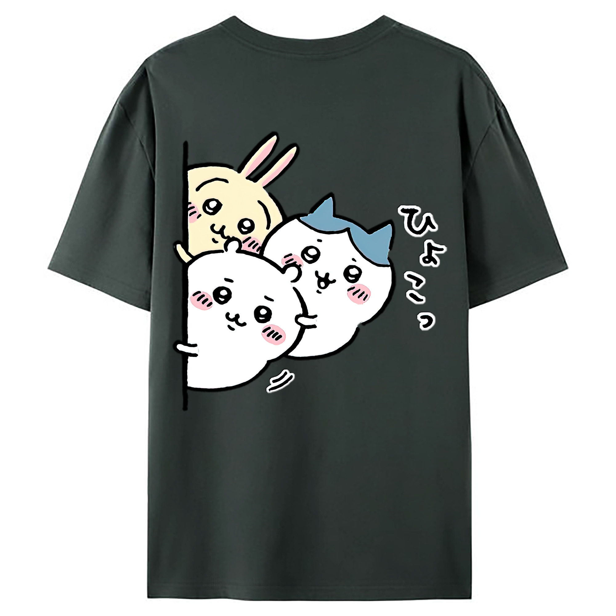 （画像用） ちいかわ うさぎ Chii-kawa usagi 綿100％ メンズ半袖Tシャツ（バックプリント） 通気性